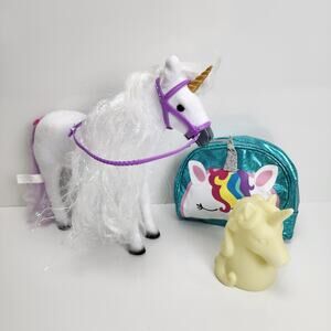 Posable Be My Girl Unicorn 12" Shimmery Mane & Tail, Unicorn Zip Bag, Nightlight